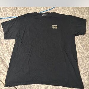 Salvage Black Tee with 'Beers & Buds' Graphic
